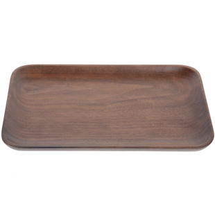 日式长方形木质干果盘黑胡桃木水果盘子榉木实木碟子木制面包餐盘