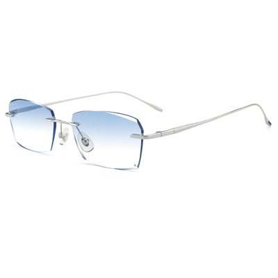 超轻纯钛无框近视眼镜男成品无边框防蓝光变色平光可配有度数时尚