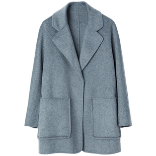 YUESPACE双面羊绒大衣女士毛呢外套西装领宽松常规款时尚复古秋冬