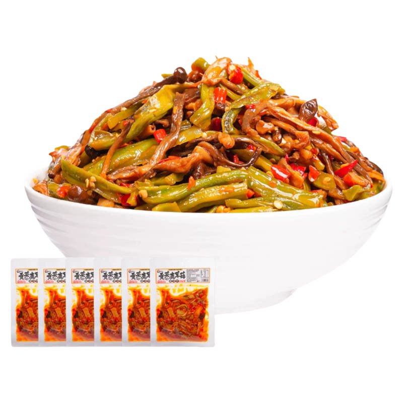 香辣贡菜鹿茸菇开袋即食官方店铺湖南下饭菜网红追剧解馋小零食