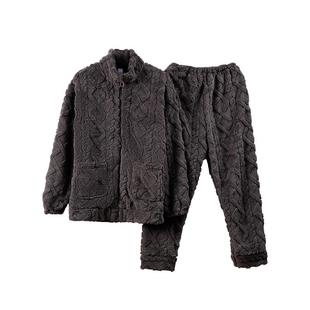 睡衣男冬季加厚加绒三层夹棉保暖珊瑚绒秋冬款男士家居服套装拉链