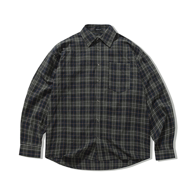 Botanica美式明绿格纹oversize衬衫男newvintage新复古风长袖上衣