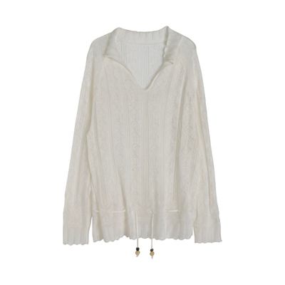 漂亮的提花镂空防晒针织罩衫收腰