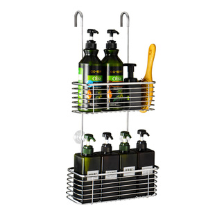 浴室门后置物架挂钩式304不锈钢免打孔洗澡间玻璃门淋浴房收纳架