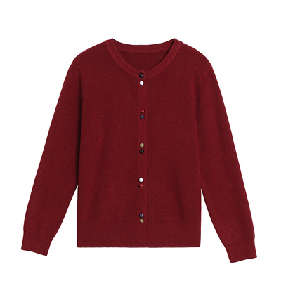 恒源祥2025新款纯羊毛开衫外套女