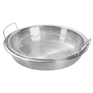 家用厨房滤油盘304不锈钢沥油盘炸物盘滤油神器双耳网筛漏油托盘