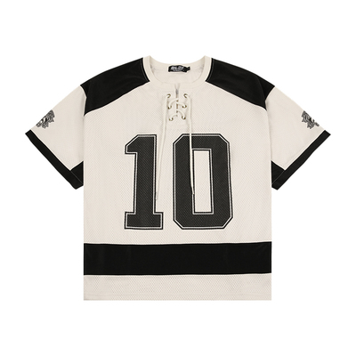 美式冰球服短袖t恤男网眼速干