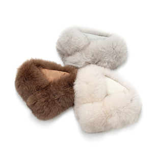 出口日本棕色蓝狐狐狸毛皮草毛毛围巾围脖高级感女冬季配无领上衣