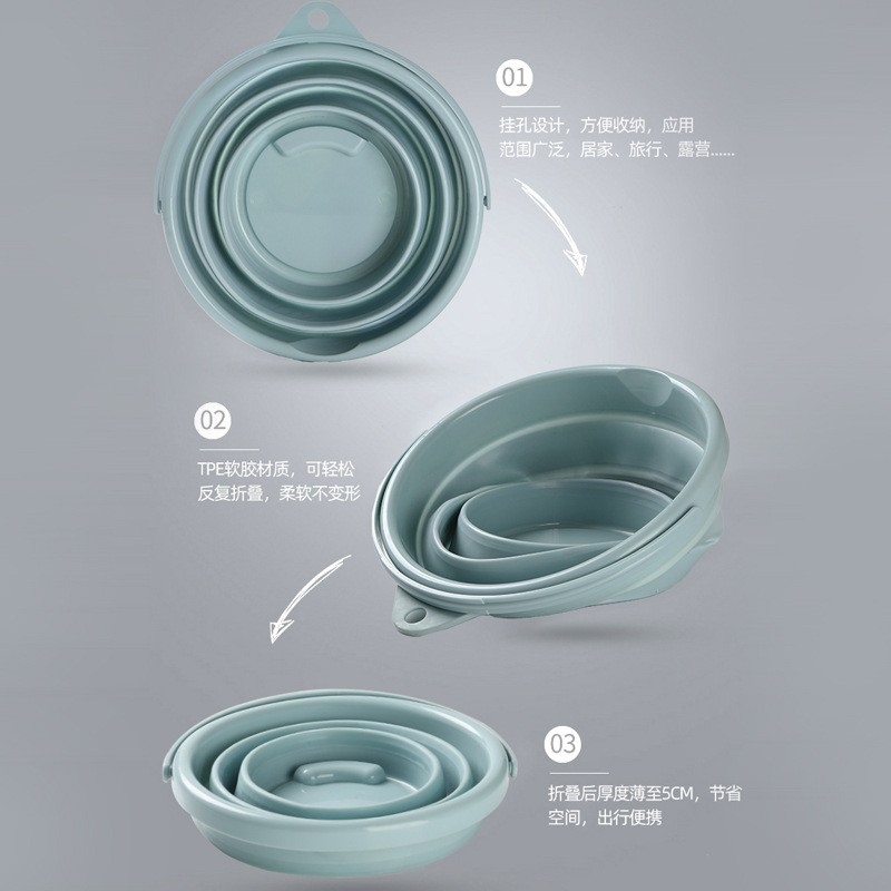 家用手提可折叠水桶 塑料便携式洗澡洗衣桶 旅行户外用洗车储水桶