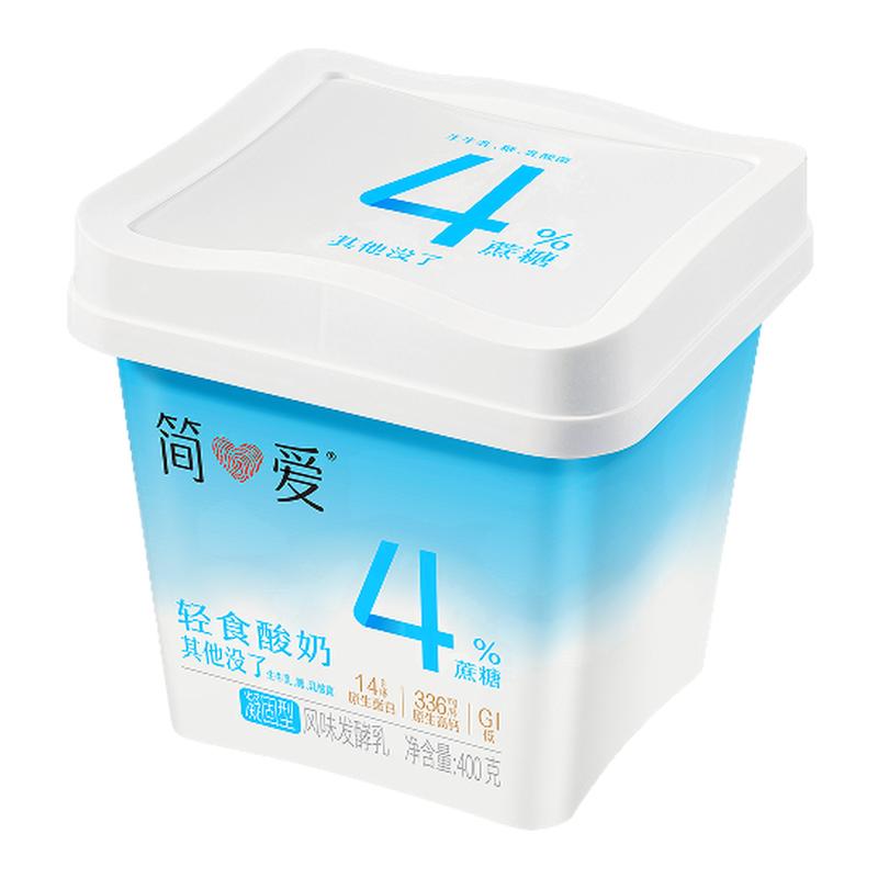 简爱轻食酸奶4%蔗糖凝固型风味发酵乳原味酸奶400克桶装
