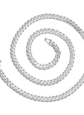 S999纯银男士项链古巴链百搭款