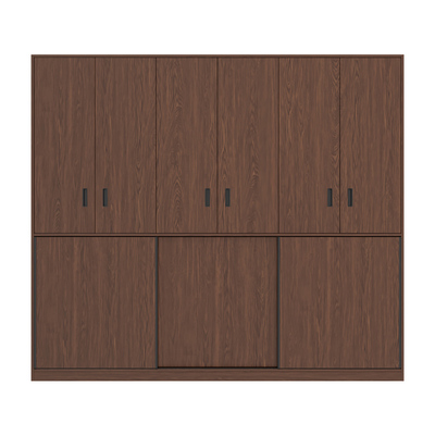 政补实木分段式推拉门衣柜卧室家用中古风小户型省空间移门衣橱柜