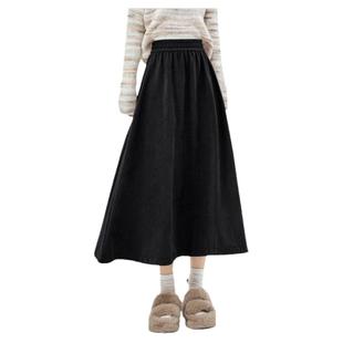 one more美拉德半身裙女欧棉绒高腰显瘦伞裙慵懒文艺复古风山本裙
