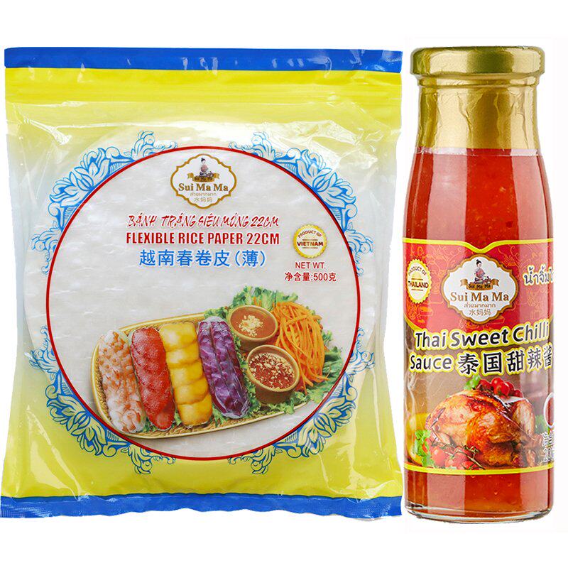越南春卷皮梅子酱组合透明薄饼皮油条/春卷