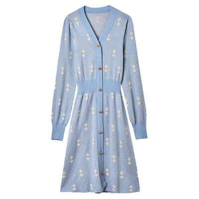 淑女范中裙松紧针织连衣裙