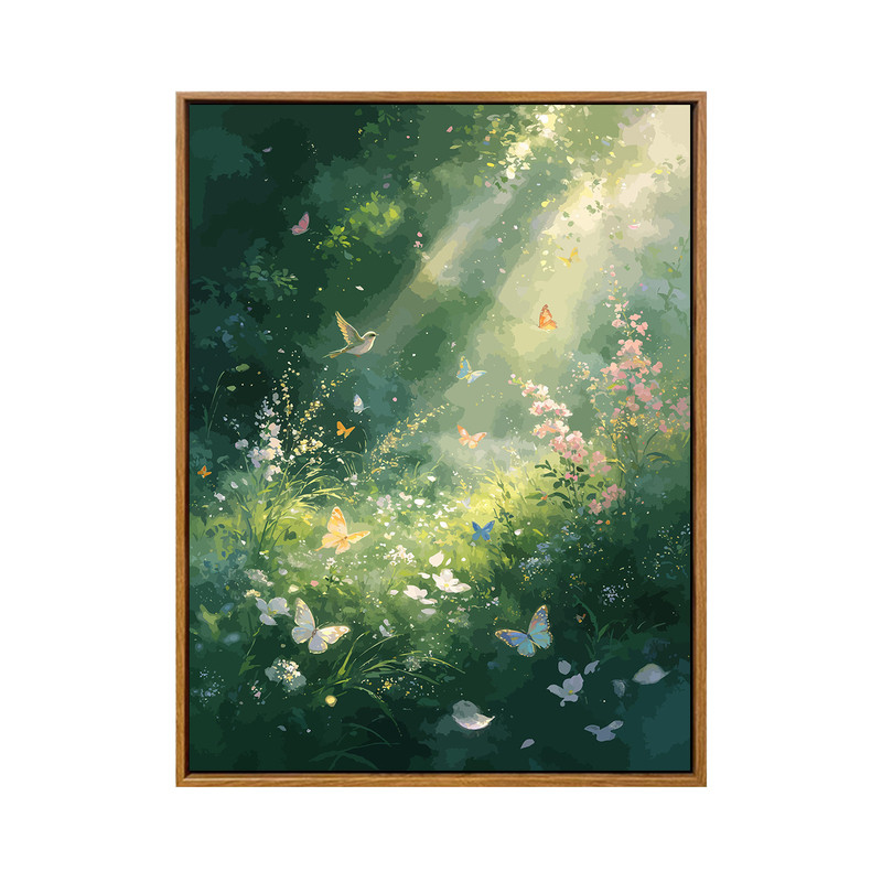 雅调花海蝴蝶diy数字油画材料包
