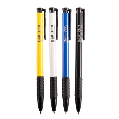 新款圆珠笔黑色按压式按动油性笔商务办公原子笔小学生专用蓝红自动0.7老式子弹头笔芯办公室速干老师批改