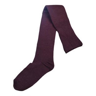 日系JK长袜女纯棉过膝长筒袜女护膝盖袜子酒红色大腿袜长53cm