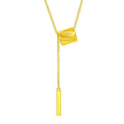 周大生黄金项链女5G足金小蛮腰小金条锁骨套链流苏吊坠送女友礼物