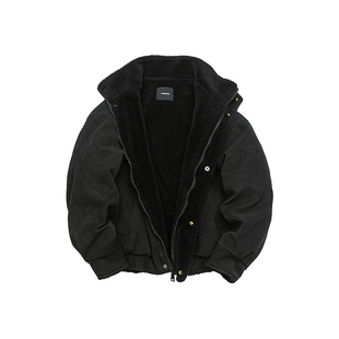 小彬国潮美式潮牌复古灯芯绒立领加绒夹克男女秋冬季新款宽松外套