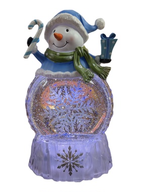 圣诞节雪人音乐盒可爱飘雪水晶球旋转八音盒梦幻女孩小孩生日礼物