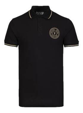 Versace/范思哲男士夏季黑色时尚商务休闲短袖POLO衫 银泰301353