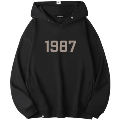 数字1987印花连帽衫卫衣男女装