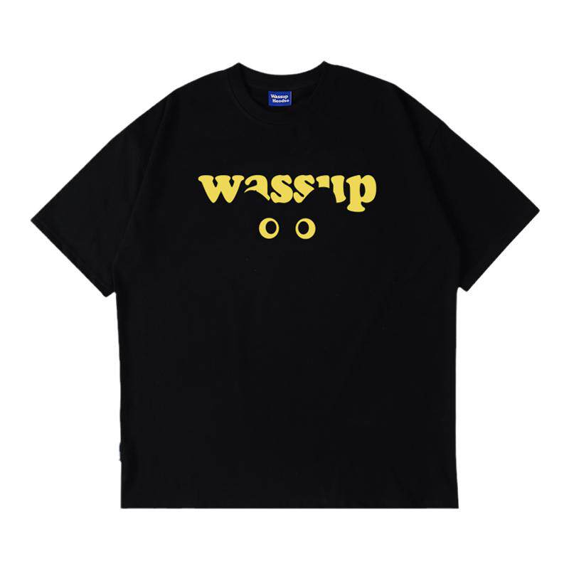 WASSUP猫眼字母潮牌短袖衫