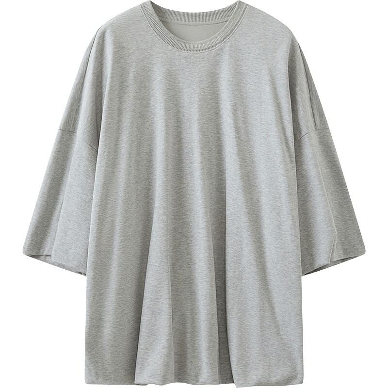 【商场同款】播26夏新品七分袖T恤女灰色慵懒圆领上衣BDT2VD1749