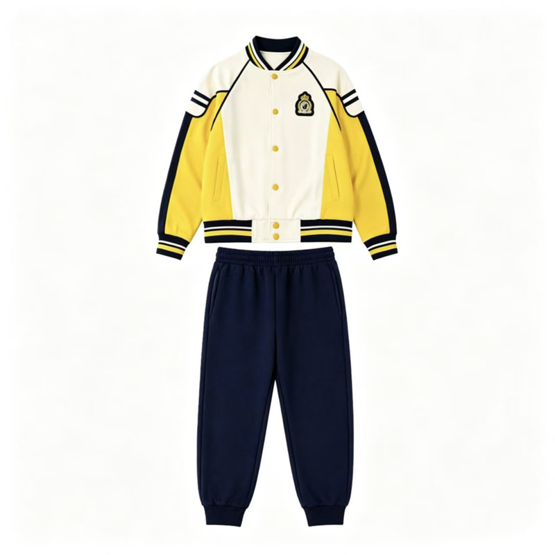 小学生运动会班服黄色纯棉幼儿园园服棒球服春秋款儿童学院风校服
