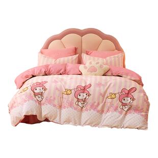 水星儿童全棉磨毛四件套纯棉被套女孩床上用品三件套秋冬保暖套件