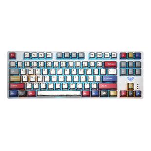 狼蛛F3587机械键盘鼠标套装漫画有线热插拔87电竞游戏青茶红轴