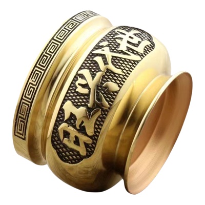 仟善缘纯黄铜祖德香炉手工铸造