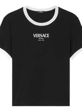 【12期免息】VERSACE/范思哲 女士弹力粘纤平纹针织T恤