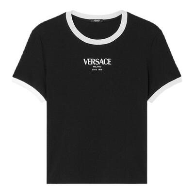 【12期免息】VERSACE/范思哲 女士弹力粘纤平纹针织T恤