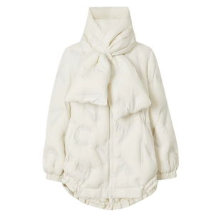 ARIOSEYEARS冬季新品通勤百搭可拆卸立领字母羽绒服女21110041