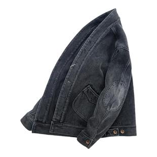 西里布硫化黑重磅全棉剑道刺子道袍夹克衫男咔叽日系复古开衫外套