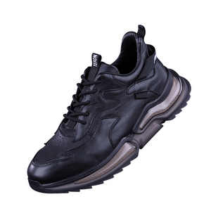 外贸真皮男鞋减震跑步鞋气垫运动皮鞋潮旅游鞋软底头层牛皮休闲鞋