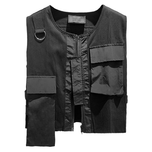 颓废元素暗黑系RO背心机能风哥特朋克个性男女通用短款拉链马甲