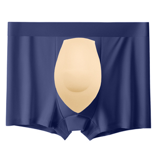 男士罩杯内裤冰丝性感显大平角裤头激凸防尴尬运动护垫四角内裤男