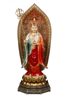 汉白玉地藏王菩萨摆件站像