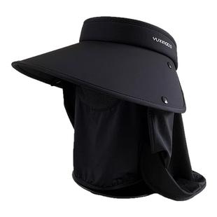 太阳帽女防晒遮脸大帽檐空顶口罩面罩帽子一体护颈骑车冰丝遮阳帽