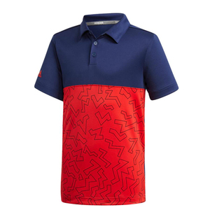 正品Adidas男童Camo Print高尔夫Polo衫青少年撞色高尔夫短袖T恤