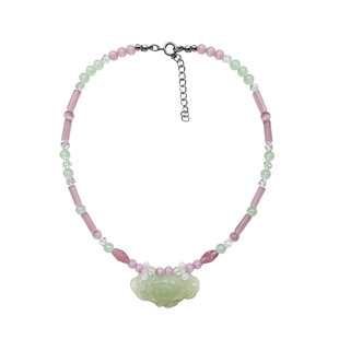 LYUMIN原创浮翠流丹新中式粉色猫眼石拼水晶自带仙气滤镜项链2023