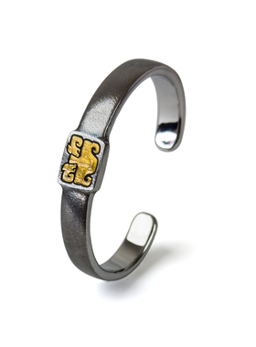 巴赫古法铁翦金饕餮金纹手镯