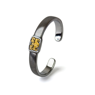 巴赫工作室国家非遗古法铁翦金工艺雕金饕餮金纹高级感陨铁手镯男