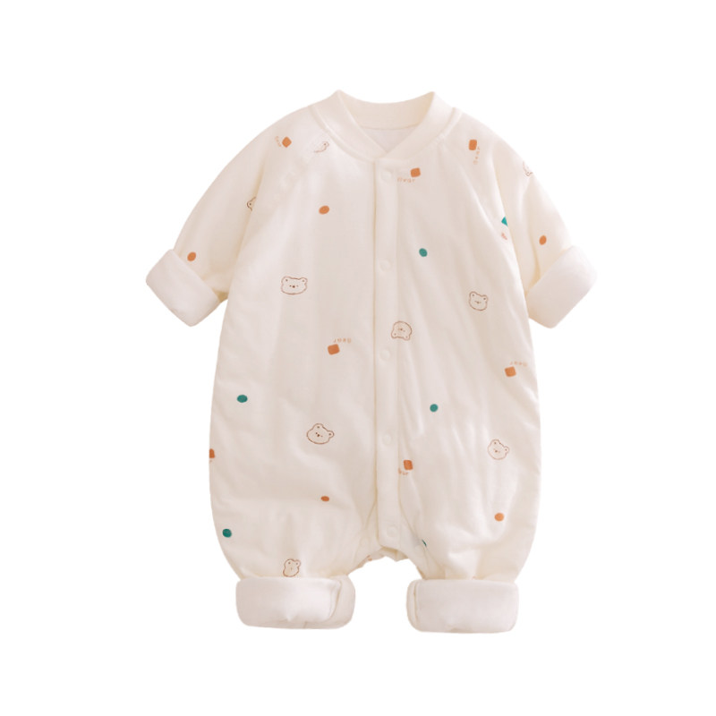 婴儿连体衣春秋季纯棉A类新生宝宝哈衣爬服夹薄棉衣服家居服秋冬