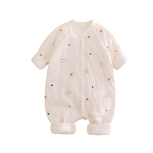 婴儿连体衣春秋季纯棉A类新生宝宝哈衣爬服夹薄棉衣服家居服秋冬