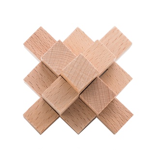 九通 鲁班锁孔明锁单个 榉木高难度成人儿童动脑益智玩具 小菠萝