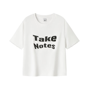 森马短袖T恤女短款修身拼接蕾丝上衣简约夏休闲字母衣服潮流个性